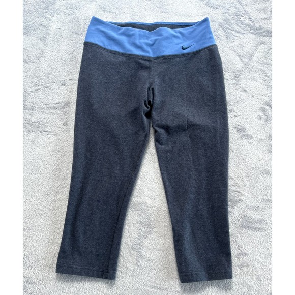 Nike Leggings Womens S Cropped Dri Fit Blue Gray Athletic Workout Comfort Casual - Picture 1 of 10
